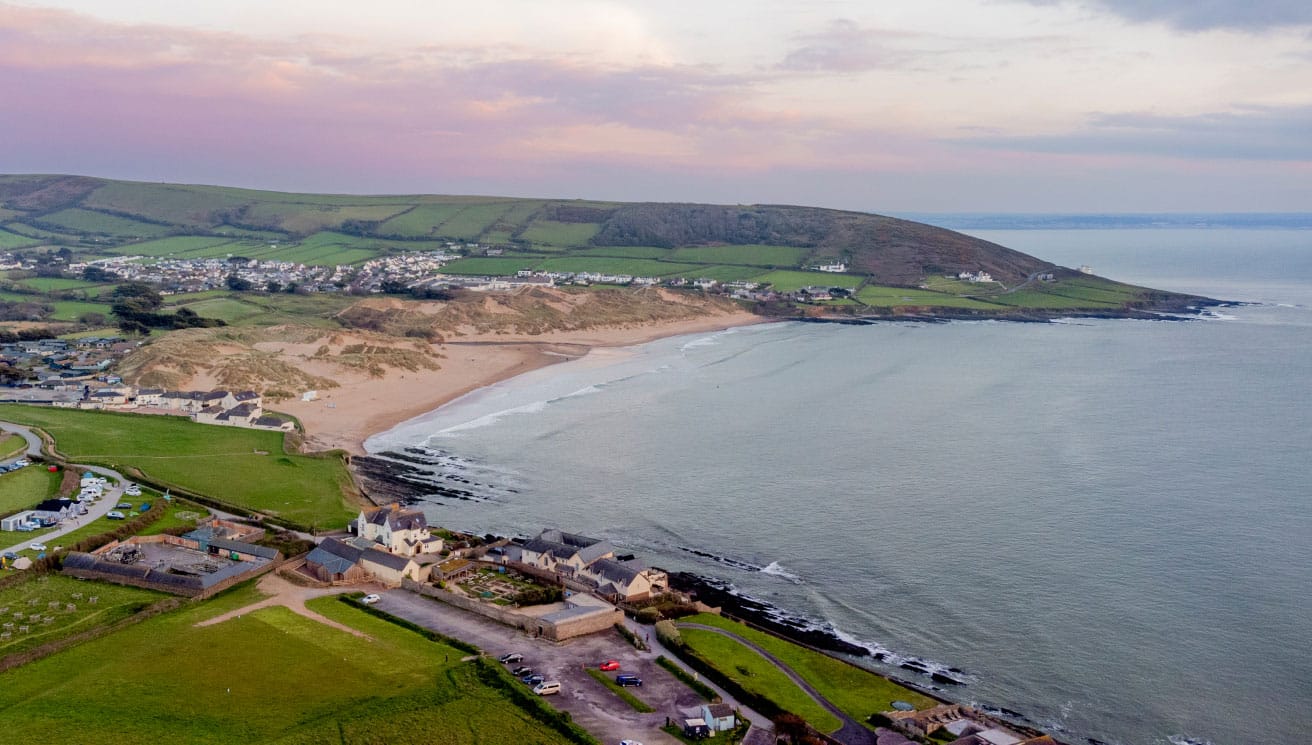 Aerial view of Croyde Bay